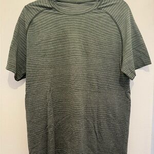 lululemon athletica Green Striped Short Sleeve Tee
